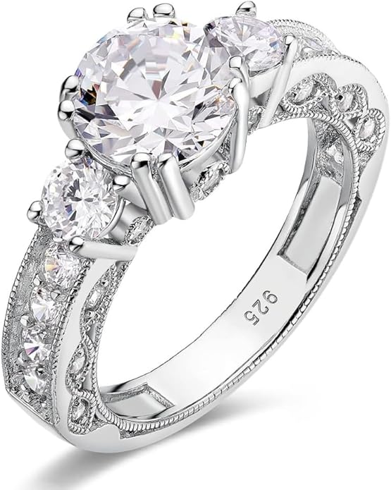 Ladies 925 Sterling Silver Engagement Ring